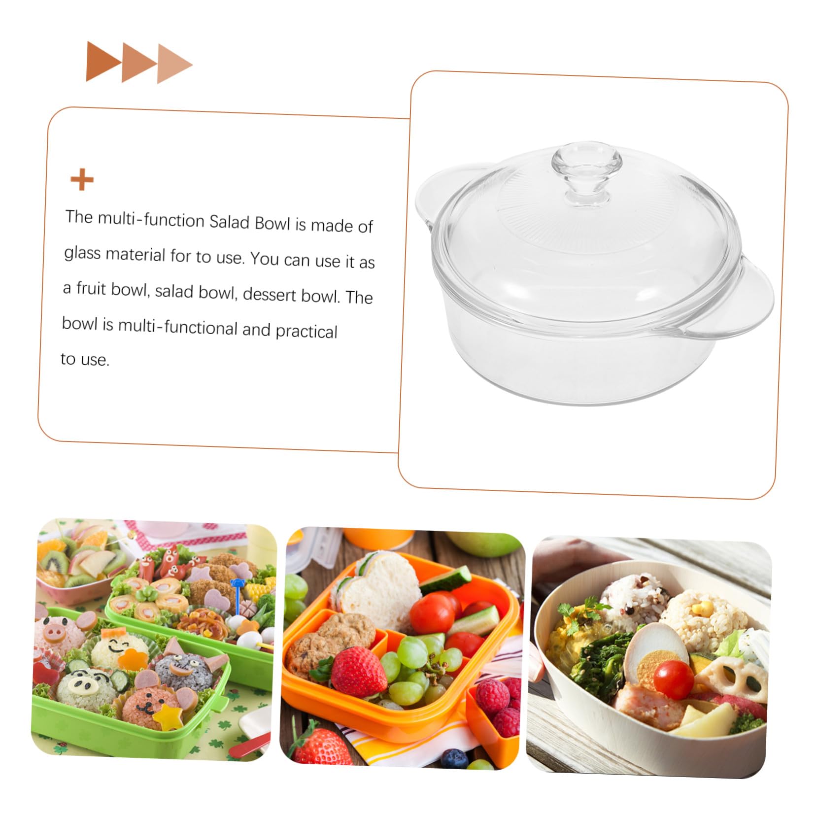 POPETPOP Bol de Vidrio Resistente al Calor con Tapa Tazón Transparente para Ensaladas Postres y Snacks Apto para Cocina Hogar y Oficina