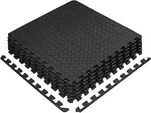 Yes4All 24, 48, 120 SQ. FT Interlocking Exercise Foam Mats – Interlocking Floor Mats for Gym Equipment – Eva Interlocking Foam Mats with Border