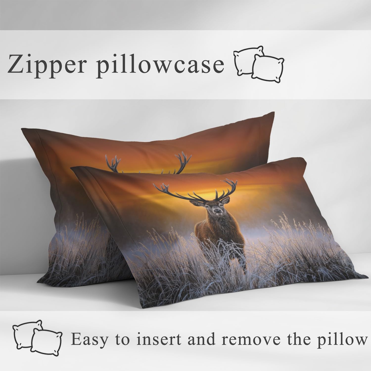 Wilderness jeleń prześcieradło z gumką 3D, realistyczny zestaw pościeli z motywem dzikiej przyrody, 30 cm, głęboka kieszeń, mikrofibra, oddychające, małe podwójne prześcieradło dla dzieci, nastolatków