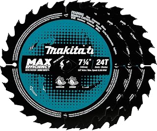 Makita B-61656-3 7-1/4" 24T Carbide-Tipped Max Efficiency Circular Saw Blade, Framing, 3/pk