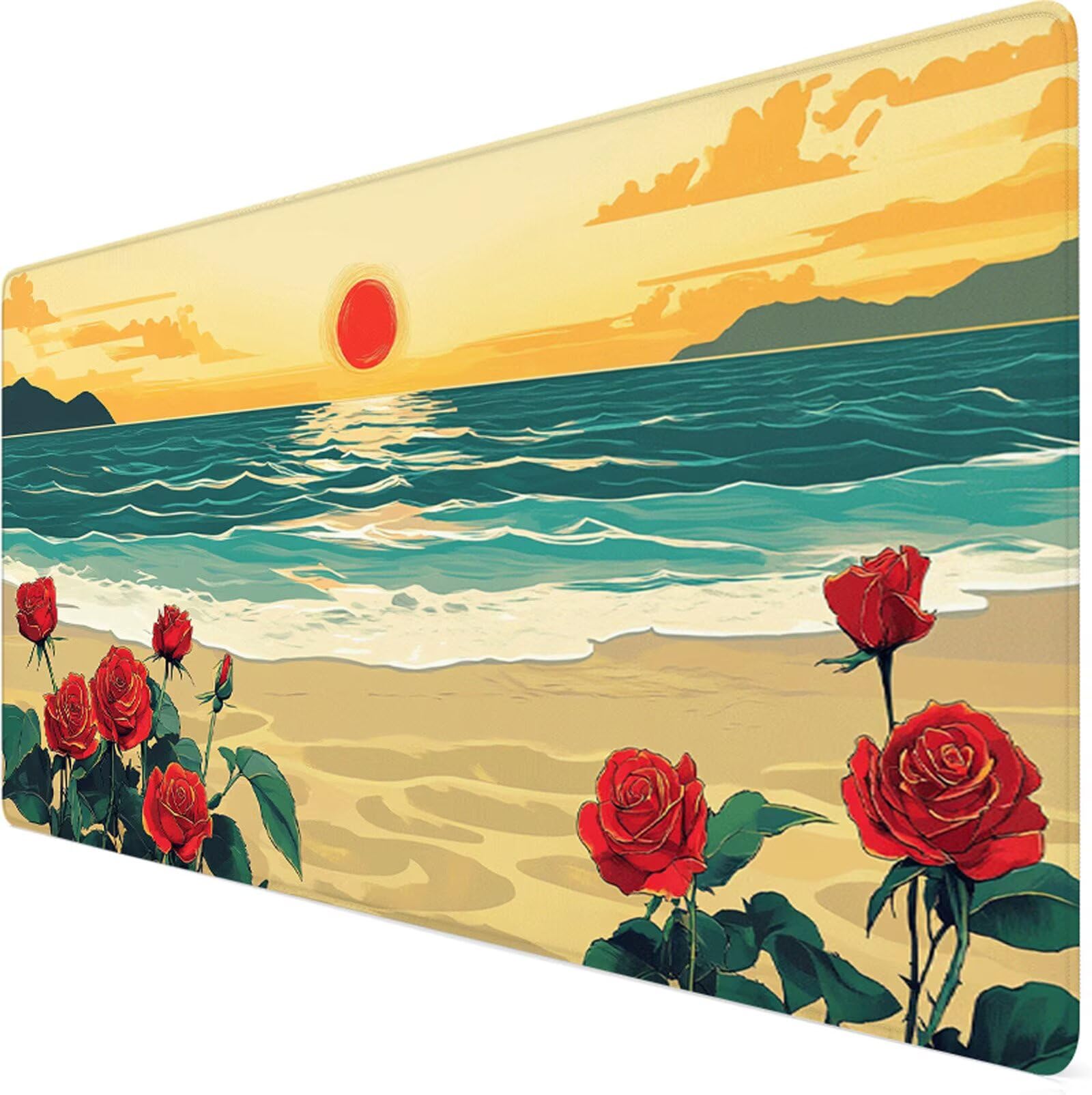 Podkładka pod mysz XXL 1200x600x3mm podkładka pod mysz różowa podkładka pod mysz zachód słońca poprawia precyzję i szybkość, wodoodporne antypoślizgowe, szyte krawędzie, akcesoria do gier, komputer