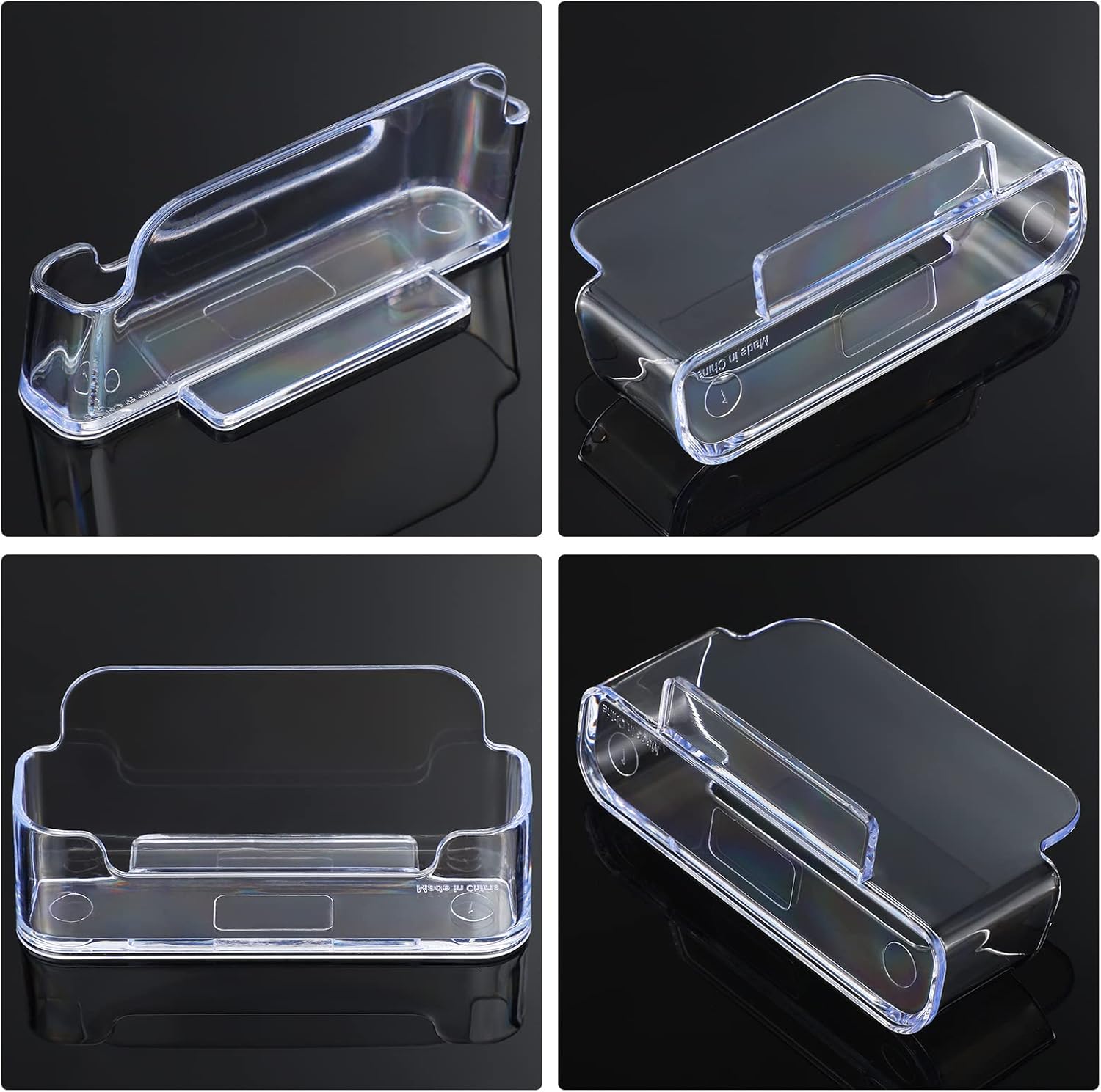 Leinuosen 50 Pack Business Card Holder for Desk Acrylic Business Card Holder Display Clear Label Stand Label Table Desktop Organizer for Home and Office