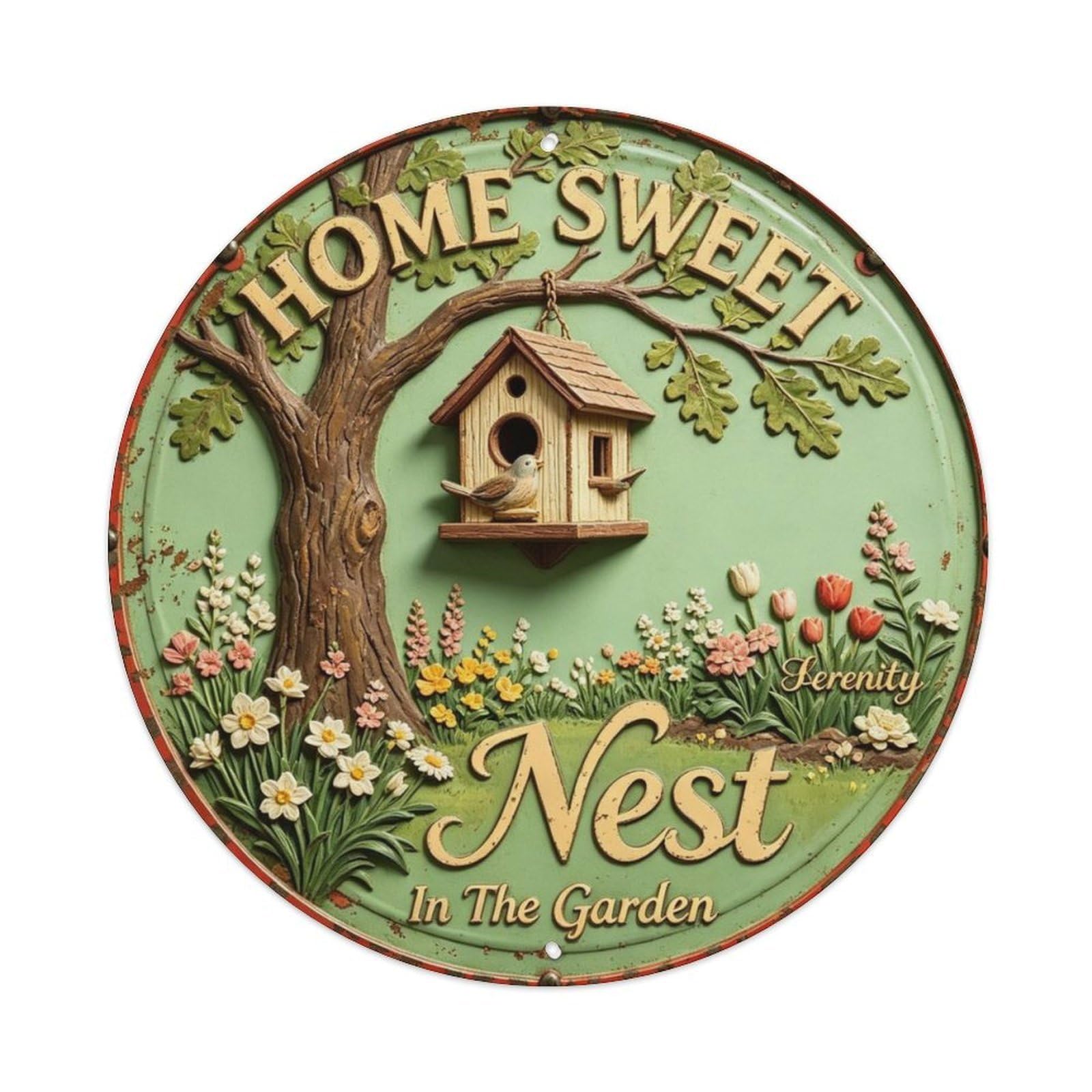Nest In The Garden Metal Tin Sign Plaque