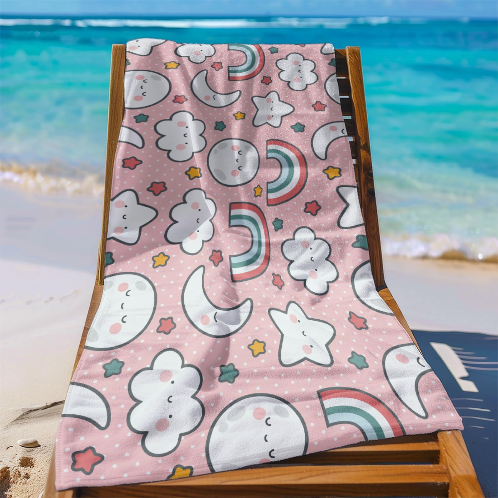 Telo Mare Grande Xxl Arcobaleno Bianco Antisabbia Leggero Assorbente e Compatto Sauna Viaggio Piscina Yoga Campeggio Donna Uomo