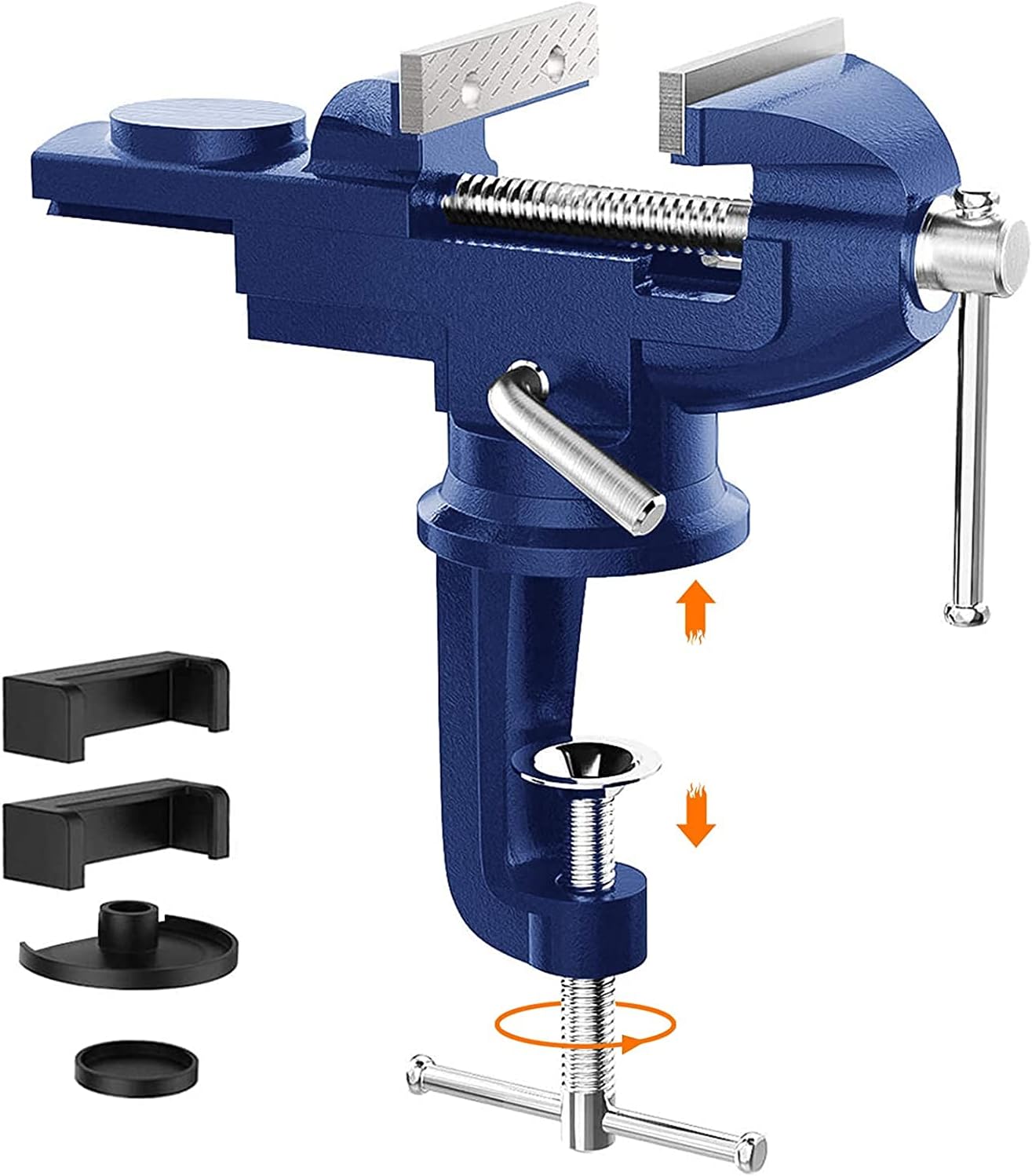 2-in-1 Bench Vise For Workbench 3.2"- Multi-functional Portable 360° Swivel Base Bench Clamp On Vice/Table Vise For Woodworking, Cutting Conduit, Drilling, Metalworking, Black