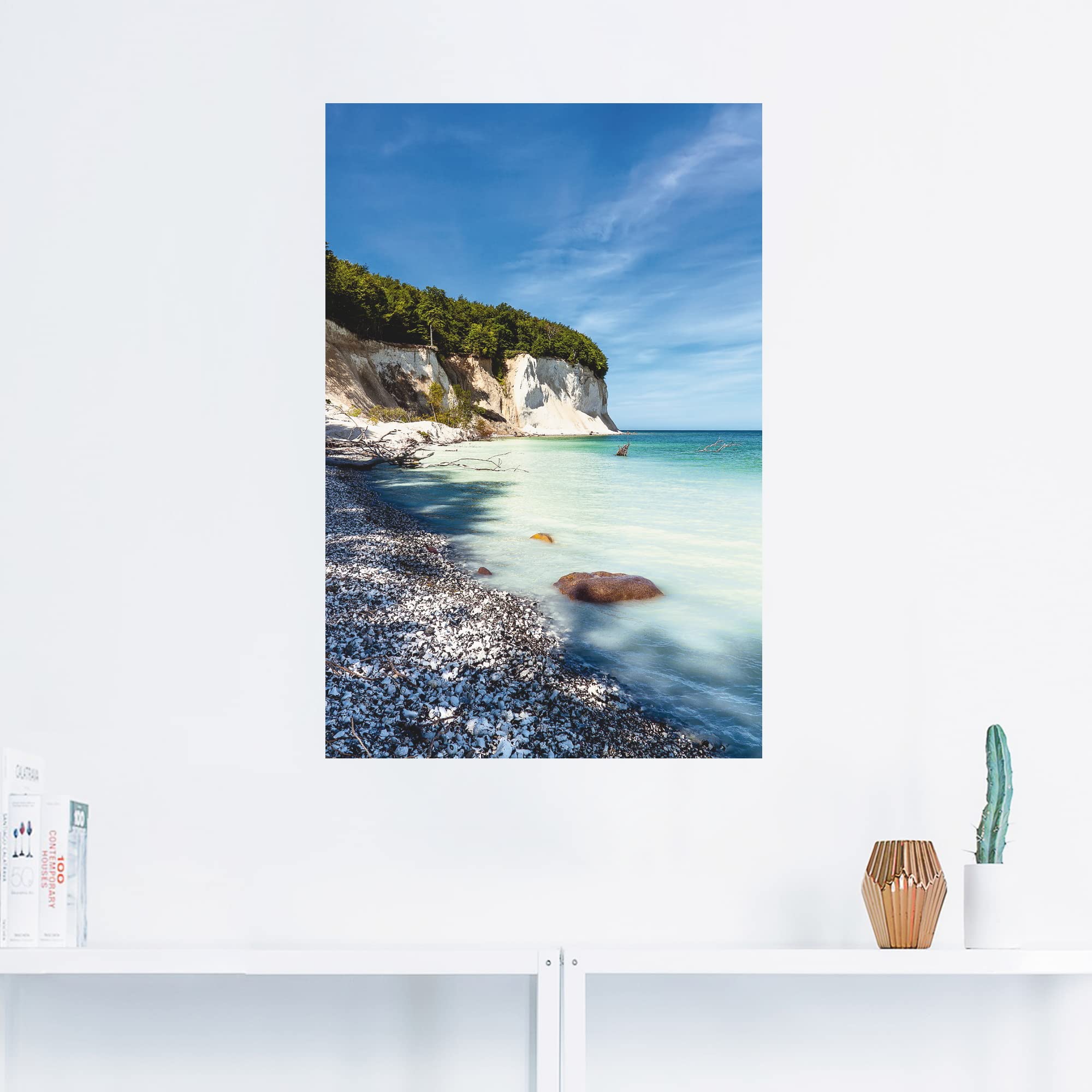 ARTland Wanddeko Wandtattoo selbstklebende Vinylfolie 60 x 90 cm Landschaften Küste Foto Blau Kreidefelsen auf der Insel Rügen T1UI