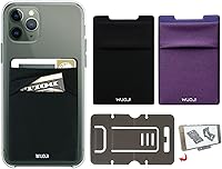 Vista 12 de Cartera para tarjetas de teléfono con bloqueo RFID, doble bolsillo seguro, ultradelgada, autoadhesiva, funda para tarjetas de crédito, calcomanía