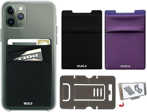 Cartera para tarjetas de teléfono con bloqueo RFID, doble bolsillo seguro, ultra delgado, autoadhesivo, funda para tarjetas de crédito, funda para