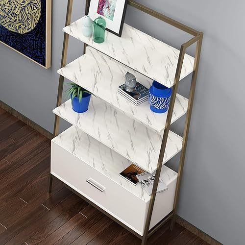 Miniatura 6 de FunStick Papel tapiz grueso de mármol blanco para despegar y pegar, papel de contacto de mármol para encimeras, impermeable, grueso, mate,