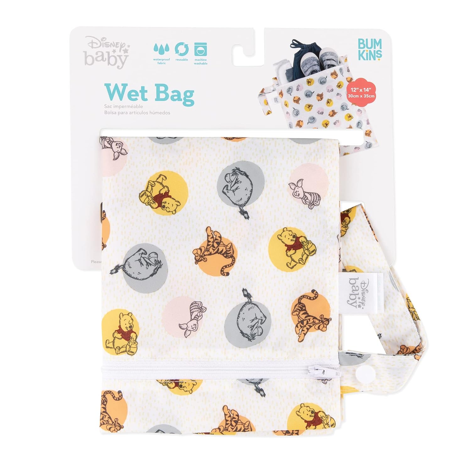 Bumkins Waterproof Wet Bag, Washable, Reusable for Travel, Beach, Pool, Stroller, Diapers, Dirty Gym Clothes, Wet Swimsuits, Toiletries, 12x14 – Disney Winnie and Friends : Baby