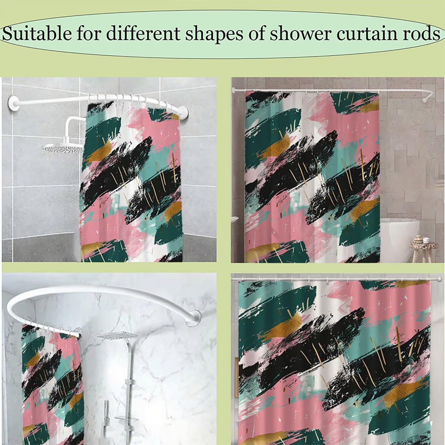 Abstrakt Duschvorhang 160 x 200 cm, Duschvorhang Element Muster mit 12 Duschvorhangringe, Waschbar Polyester Stoff Wasserdicht und Trocknet Schnell Badevorhang Badewanne, Geschenke für Frauen G-211