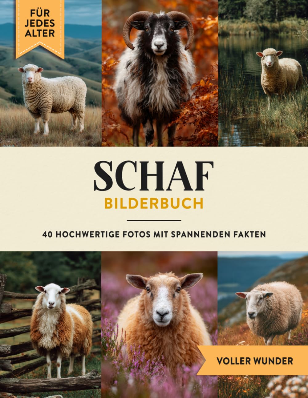 Schaf Bilderbuch: 40 Bilder & Fakten | Schafbuch als Geschenk für Kinder & Erwachsene