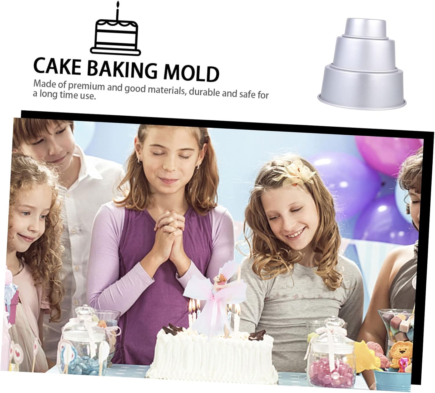 Cabilock 3Pcs Round Cake Pan Non Stick Mousse Mold for Baking Easy Pudding and Pastry Making Includes