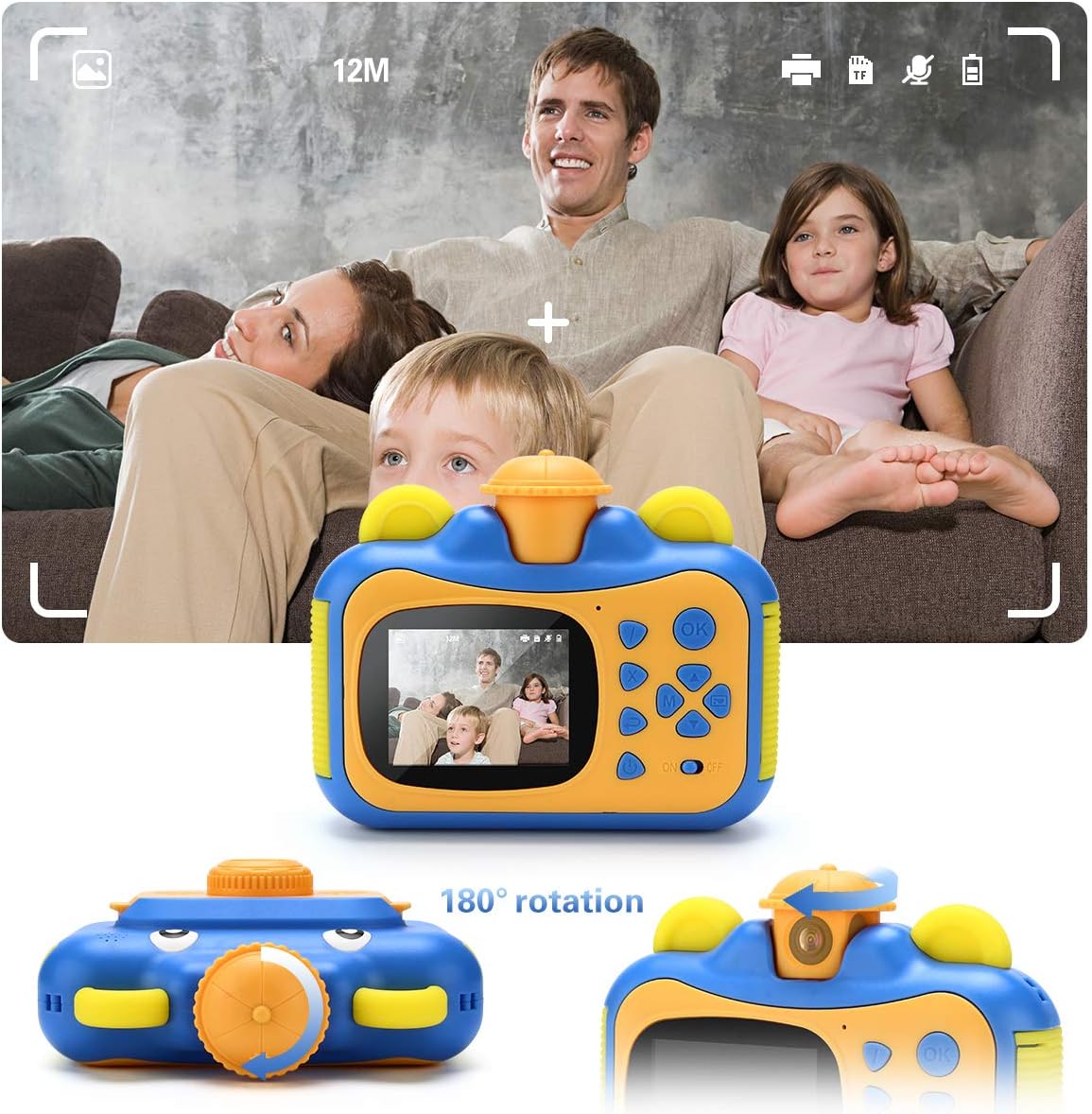 Big Sale INKPOT Instant Print Camera for Kids,Zero Ink 1080p Video Kids Digital 12MP Selfie Camera for Girls Boys,Birthday Gift Photo Instant Camera for Kids Age 7 8 9 10 11-Color Pens,Print Papers,32GB Card