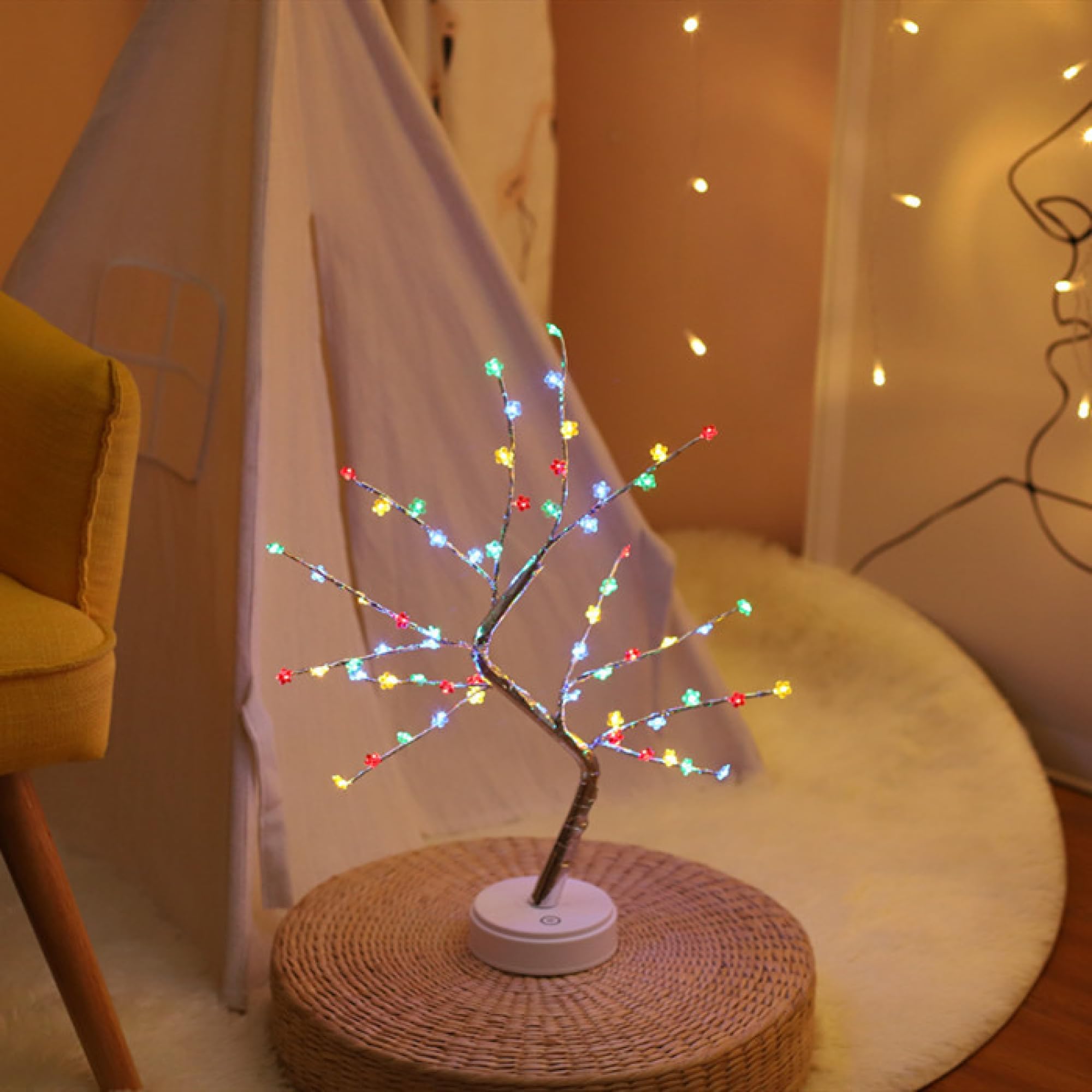 Lampa dekoracyjna LED Bonsai zasilana przez USB i baterie, do sypialni