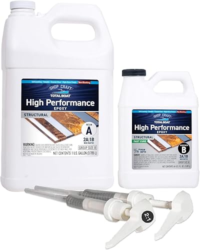 TotalBoat Kit de epoxy de alto rendimiento, resina cristalina de grado marino y endurecedor para carpintería, fibra de vidrio y construcción y