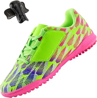 PATPAT Boys Girls Turf Indoor Soccer Shoes Lace Up Football Cleats for Little Big Kids