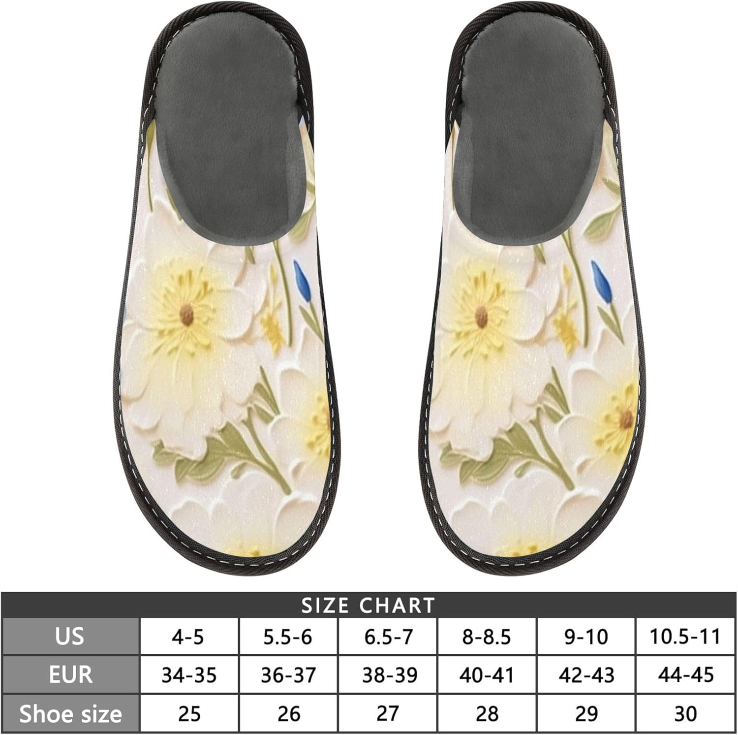 Flowers House Slippers – Cozy Fuzzy Slippers for Guests, Washable & Disposable, Perfect for Shoeless Home, Spa & Hotel Use A112913
