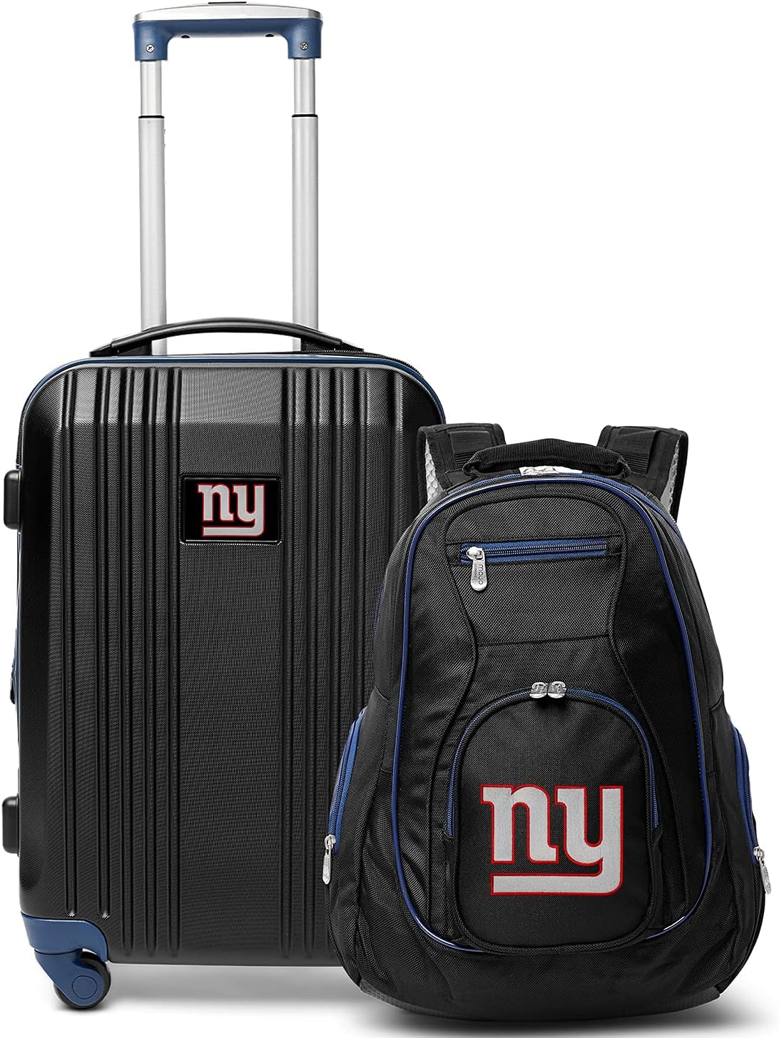 Denco New York Giants 2-Piece Luggage Set, Includes 21-inch Two-Tone Hardcase Spinner and 19" Laptop Backpack