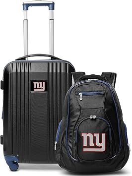 Denco New York Giants 2-Piece Luggage Set, Includes 21-inch Two-Tone Hardcase Spinner and 19" Laptop Backpack