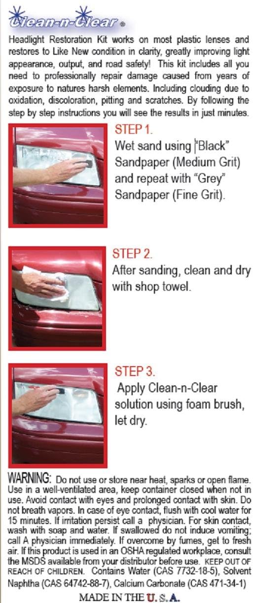 Clean-N-Clear 5 Minute Headlight Restoration Kit for multiple cars