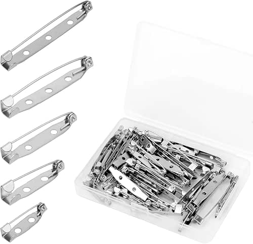 50pcs Brooch Pin Backs for Crafts, 5 Sizes Bar Pins