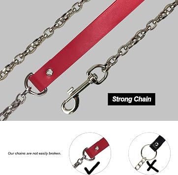 Gothic Plush Leather Collars Choker with Chain Detachable Leash Rope Small Pet Collar (Red)