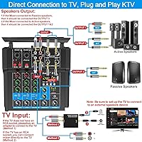 Vista 7 de Aveek Amplificador mezclador de audio de 150 W x2, 4 canales con micrófono inalámbrico dual, consola de placa de sonido MP3 USB digital Bluetooth