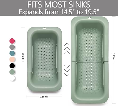 Miniatura 2 de Colador ajustable sobre el fregadero, colador de silicona con clip para ollas y coladores de plástico, cesta escurridor para alimentos, pasta,