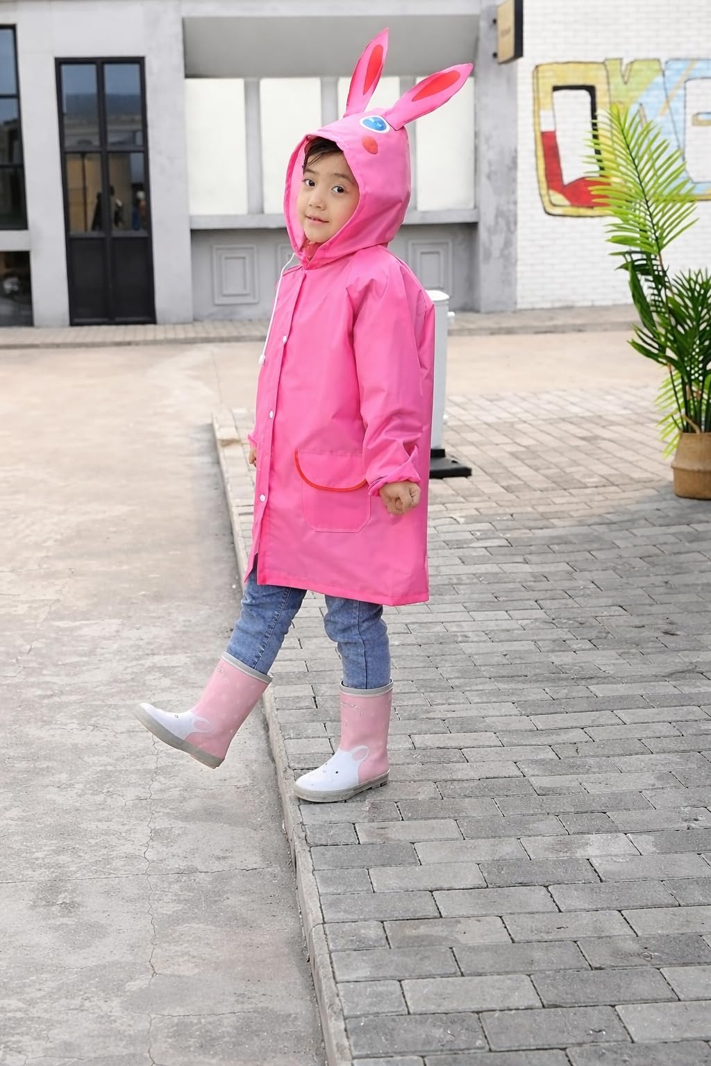 Zacharias Girl's Kids PVC Waterproof Long Raincoat fr-02 (Pink) (3-7 Years_Pack of 1) 4
