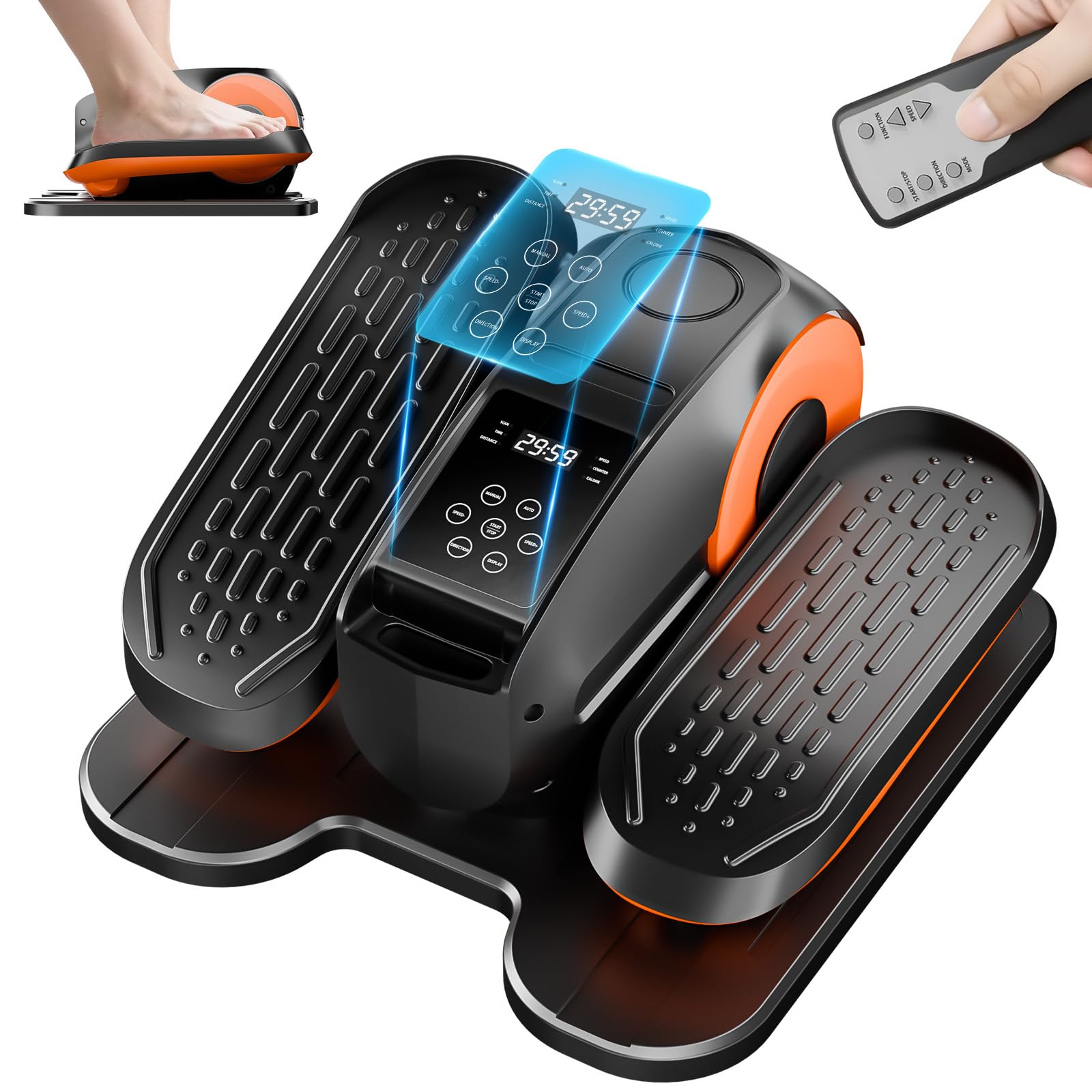 DamKee Under Desk Oval Exercise Machine Electric Oval Leg Exerciser Seen on TV 12 Speed Foot Exerciser for Seniors Portable Mini Seat Pedal Exerciser for Home Office Vertical