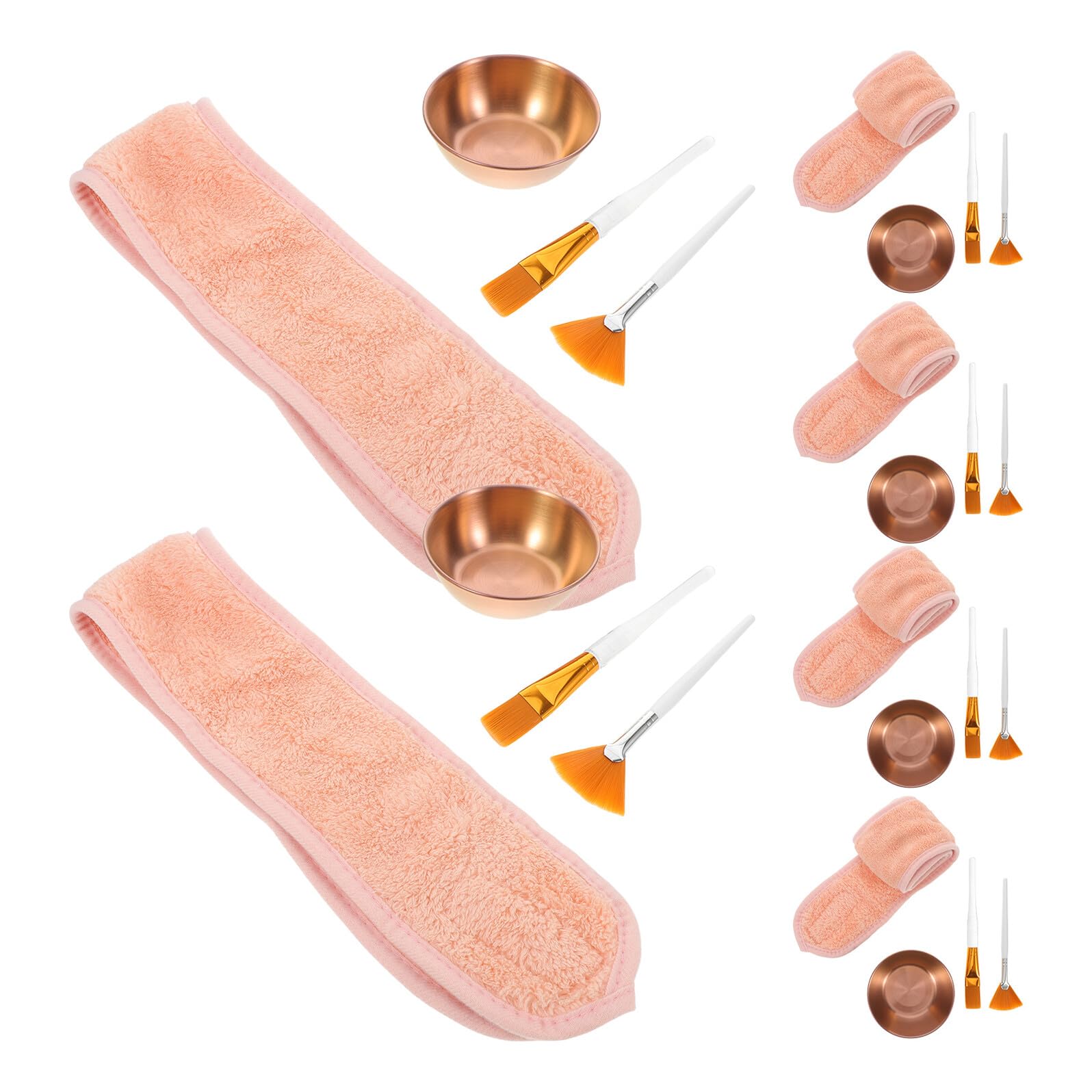 BETOOKY Juego de Suministros Faciales para Esteticista 24 Piezas Cuencos Dorados para Aplicadores y Diadema para Cuidado Piel Spa y Tratamientos Faciales Profesionales