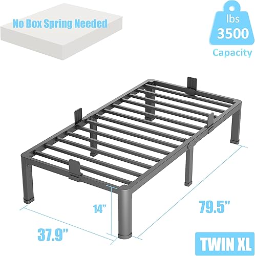 Miniatura 3 de FUIOBYVV - Bases de cama Twin XL con patas de esquinas redondas, base de metal resistente de 14 pulgadas de altura, capacidad de carga de 3500
