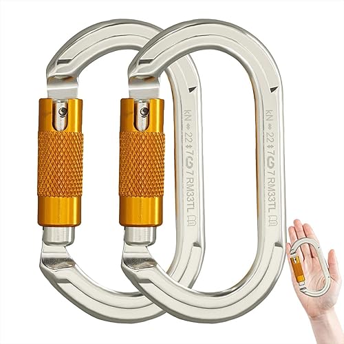 Vista 31 de SOB Clips de mosquetón de escalada con bloqueo automático, conector de mosquetón asimétrico de alta resistencia utilizado para rappel