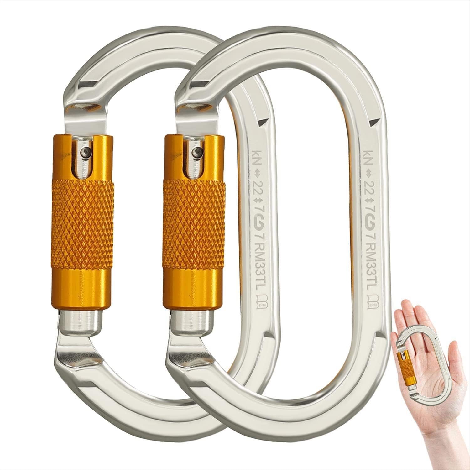 SOB Auto Locking Climbing Carabiner Clips,Heavy Duty Asymmetrical Carabiner Connector Used for Rappelling Gear Rescue Outdoor Projects Dog Leash