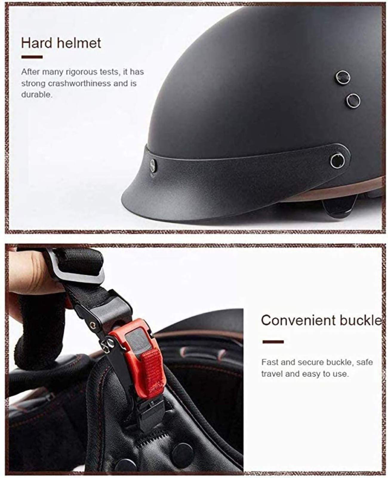 Casco Moto Harley, Uomini E Donne Retrò Per Adulti Scooter Da Strada Sempre In Sella Mezzo Casco/DOT Approvato D,L=(57~58cm)