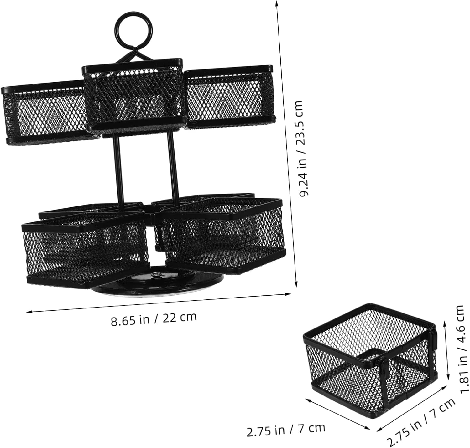 Ciieeo Tea Bag Storage Box 360 Degree Rotating Iron Wire Organizer for Coffee and Sugar Packets Space-Saving Kitchen Countertop Holder