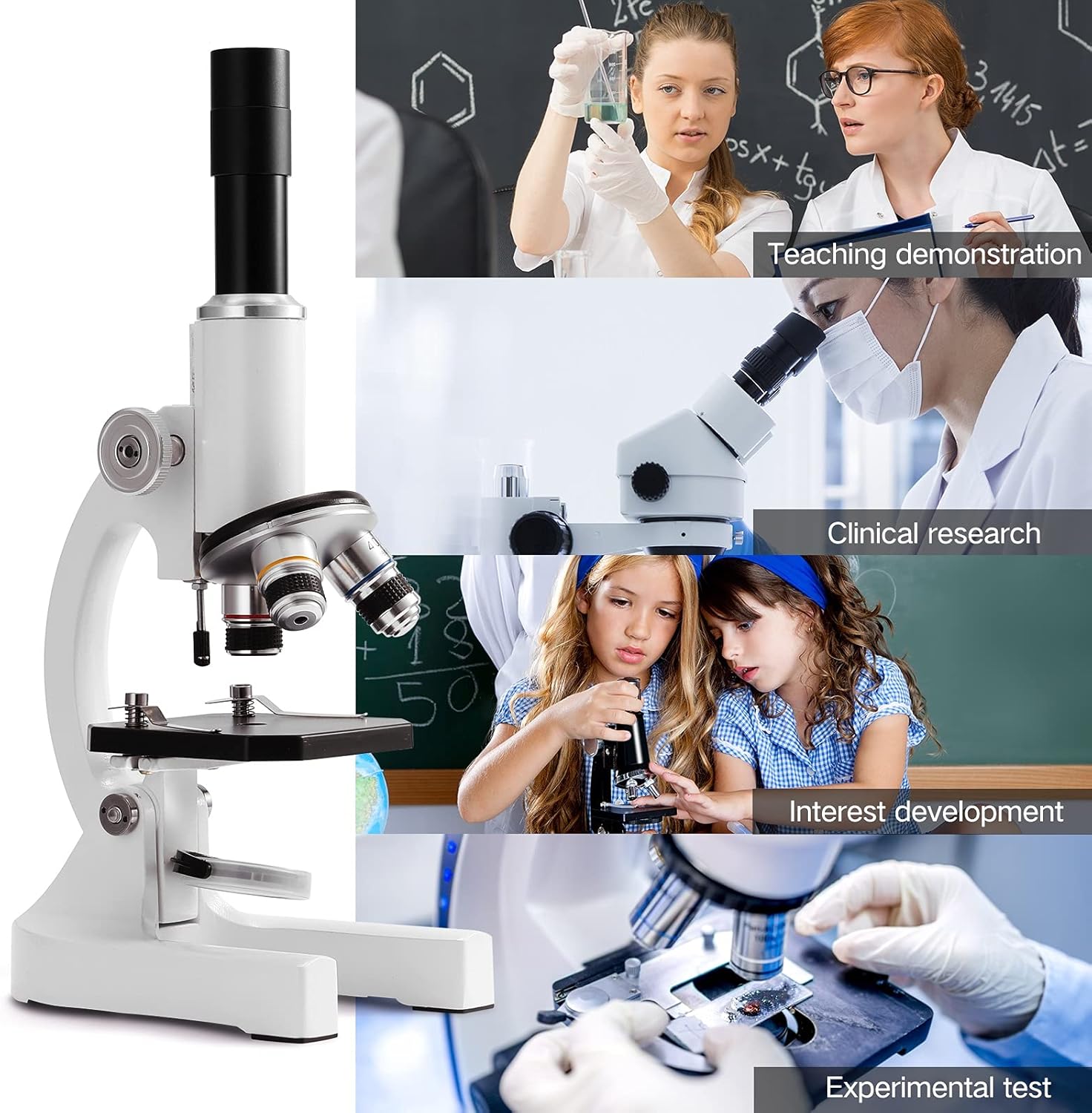 Optical Microscope 64X-2400X Monocular Elementary School Children Science Experimental Biology Teaching Gifts