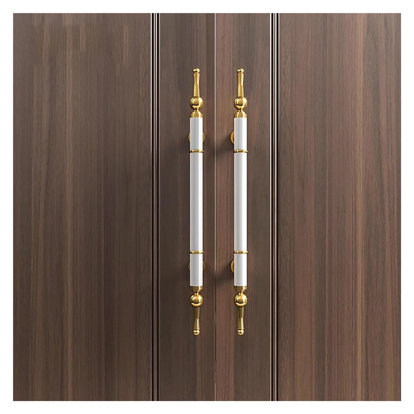 MXXQRHF Contemporary H Shape Push Pull Barn Door Handles - Back-to-Back Set for Glass/Wooden Doors, 71-59-47-31-23 Inch Long, Stylish White & Gold Finish, Ideal for Interior/Exterior Use