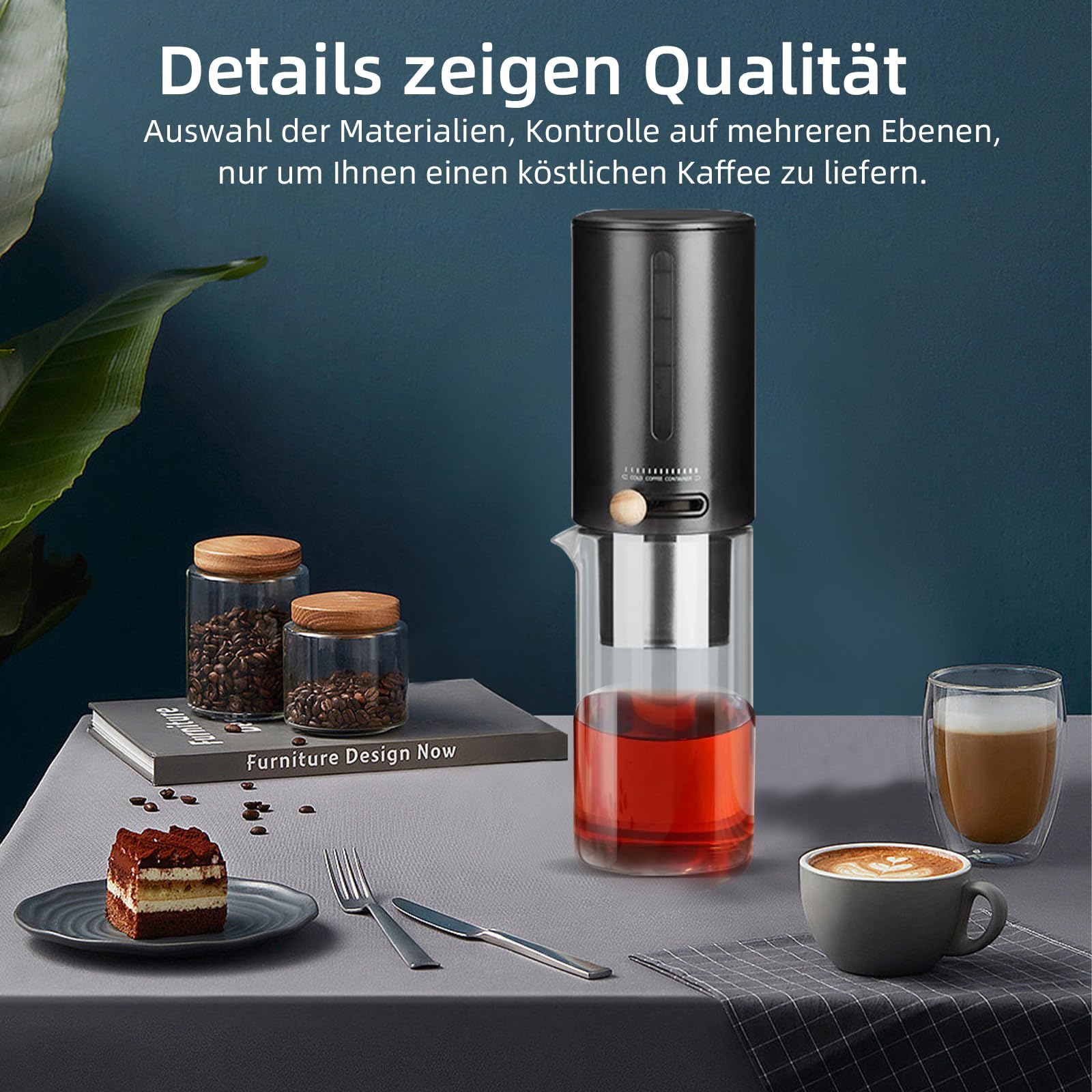 Cold Brew Coffee Maker, macchine da caffè per caffè Cold Brew Coffee e tè freddo, macchine da caffè gocciolante, velocità di estrazione a freddo regolabile, viene fornito con 100 carta