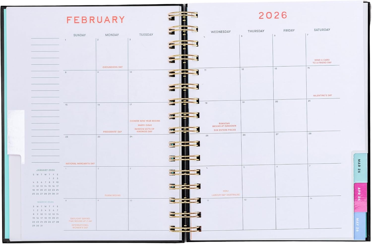 ban.do 12-Month Medium Daily and Weekly Planner Dated January 2026 - December 2026, Hard Cover Self Care Journal, Spiral Agenda with Monthly Calendar, Stickers, Art & Bonus Pages (Thrilled to Be Here)