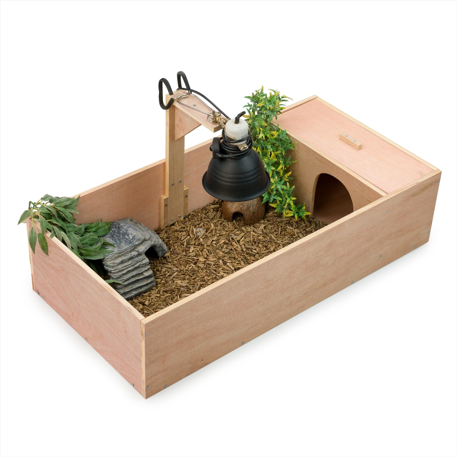 FAKHRI Tortoise Table Reptile Run β Wooden Indoor & Outdoor Enclosure for Tortoises, Rabbits, Small Pets, with Run & Hide Are (Natural, 82x41)