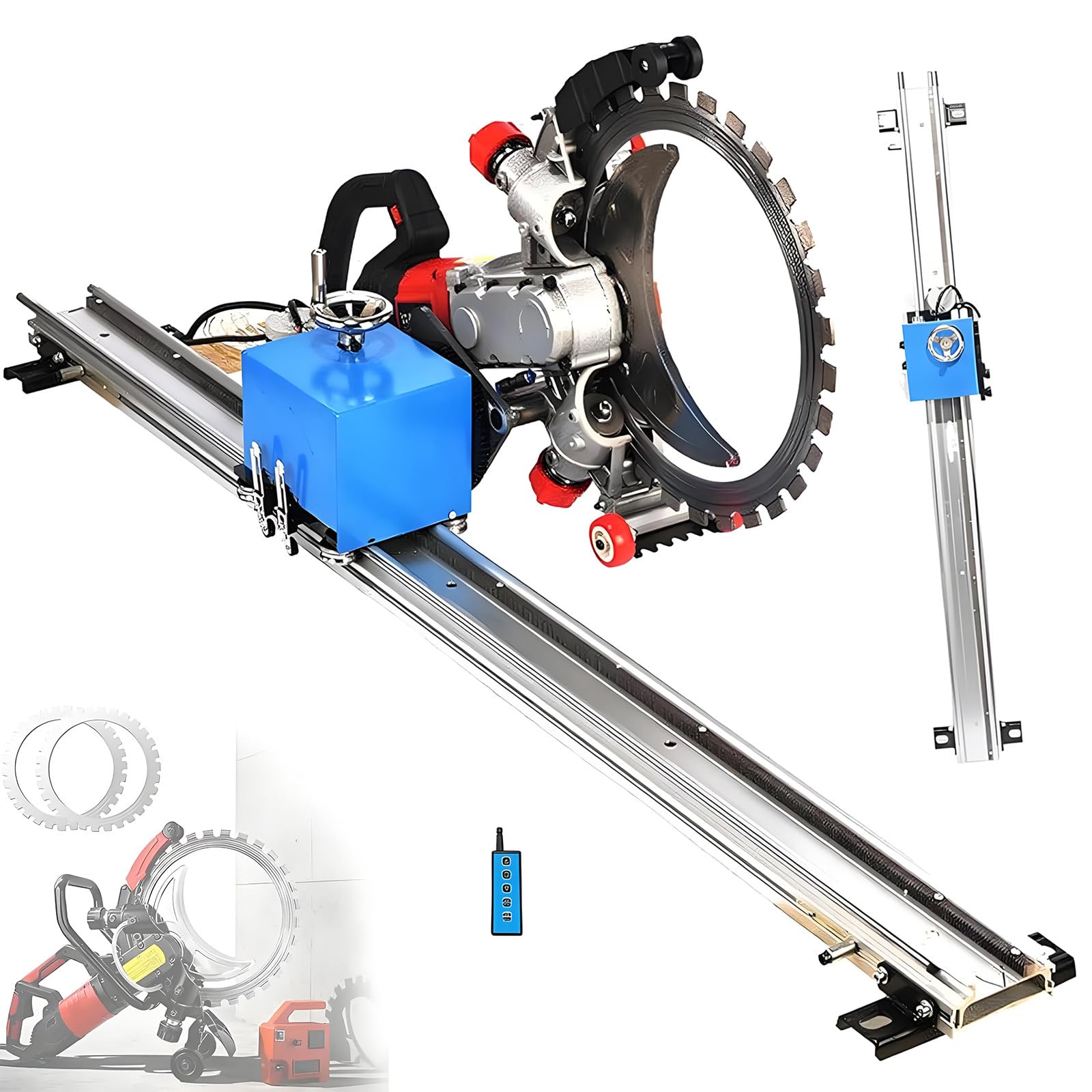 HuanSebesity Concrete Wall Cutting Guide Rail,Rail Guided Ring Saw,150w Power Motor, Auto Lift & Remote Switch,Aluminium Alloy Track for Reinforced Concrete and Red Brick 2.5m