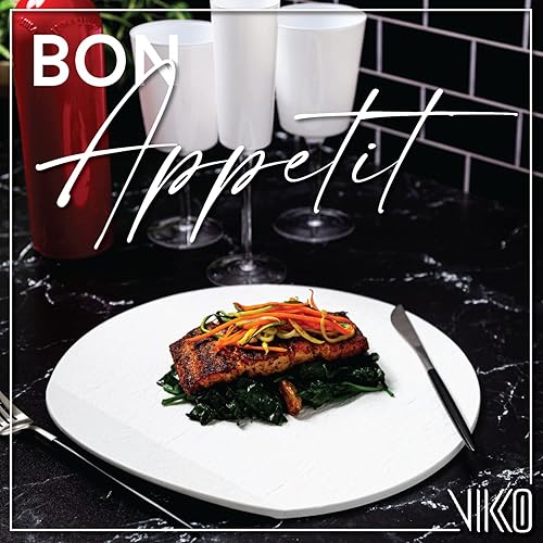 Miniatura 5 de Vikko Platos redondos para cena, juego de 4 elegantes platos blancos con borde elevado y superficie texturizada, vajilla elegante de 12.25 pulgadas