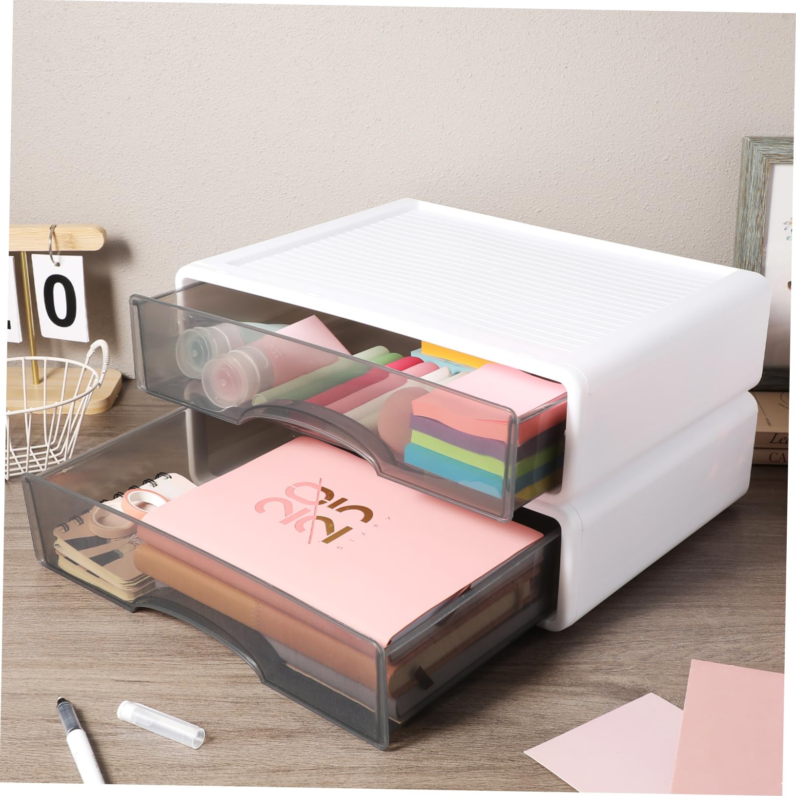 2piezas Caja De Almacenamiento Para Escritorio De Organizador De Papelería Soporte Para Maquillaje Archivador Organizador De Suministros Para Manualidades
