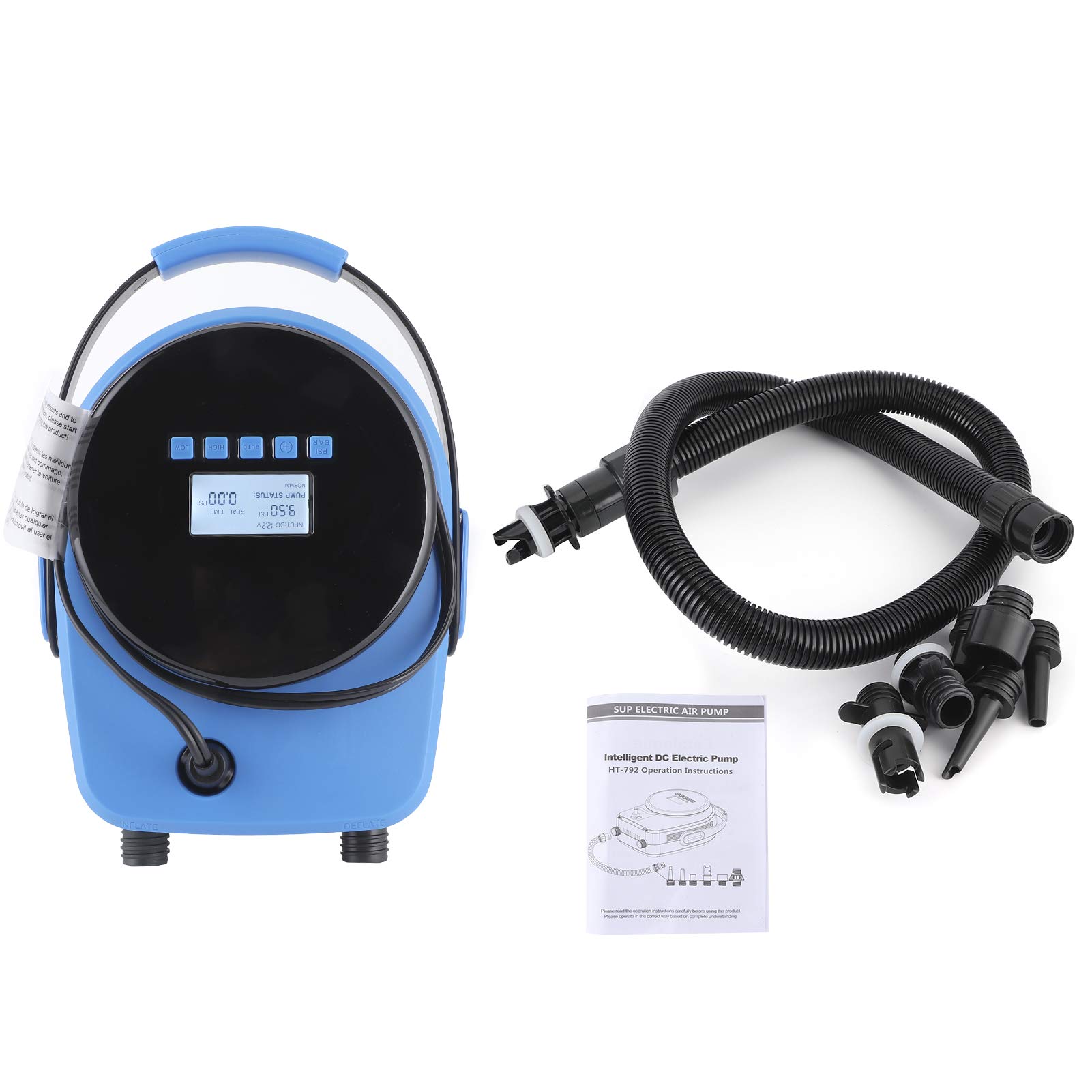 Cocoarm Elektryczna Pompka Powietrza, Pompa Powietrza ABS, Dwustopniowy Wyświetlacz LCD 20PSI, Automatyczne Zatrzymanie dla Desek Wiosłowych i Pontonów, Wtyczka Samochodowa 12 V DC, Szybka Inflacja