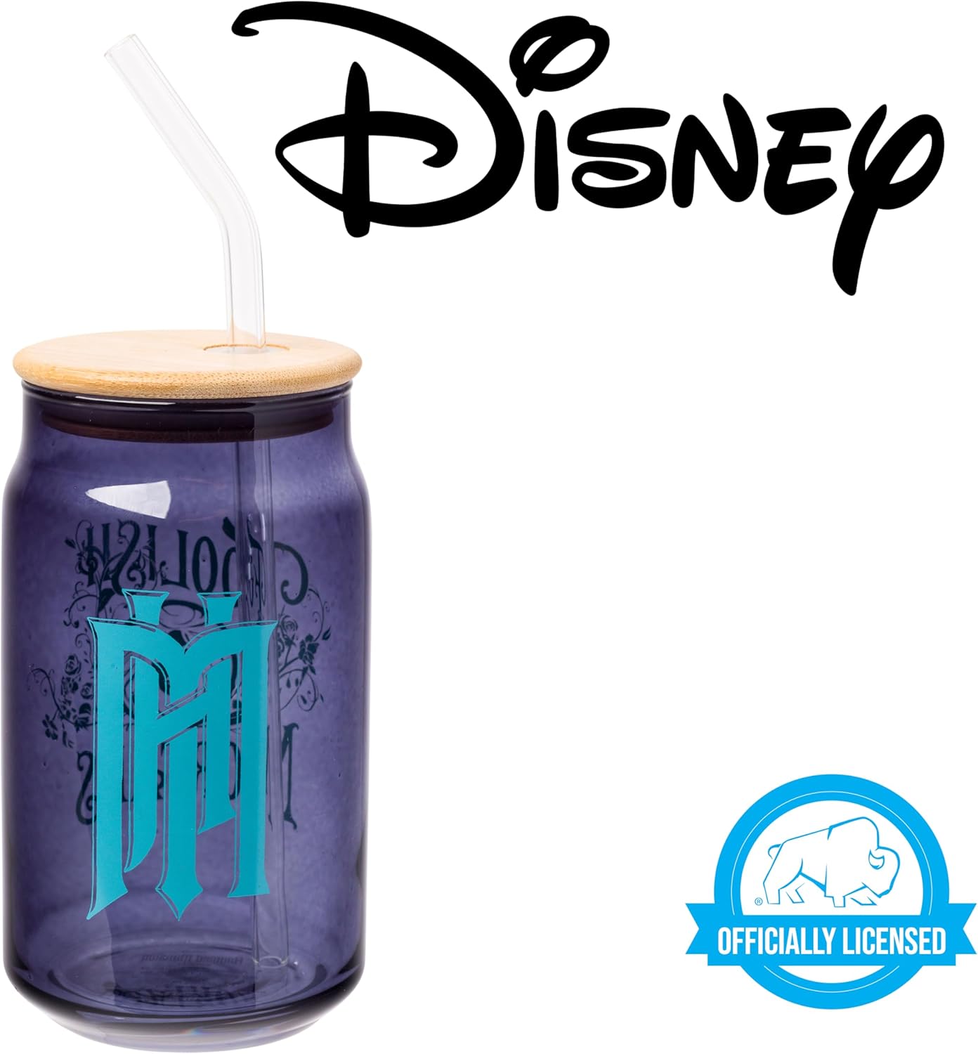 Silver Buffalo Disney Haunted Mansion “Foolish Mortals” Featuring Madame Leota Glass Jar Tumbler with Bamboo Lid and Glass Straw, 16 Ounces - Image 8