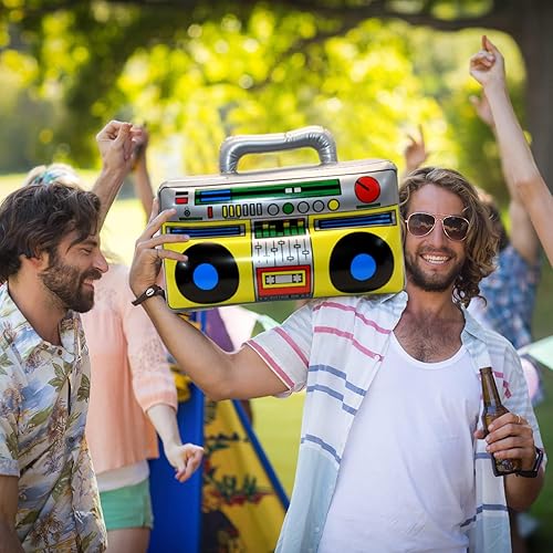 Miniatura 6 de 5 piezas de radio inflable Boombox teléfono móvil inflable de los años 80 y 90 decoraciones de fiesta accesorios de fotos para decoraciones de