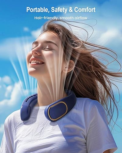Miniatura 2 de Ventilador de cuello portátil, ventilador personal manos libres, ventilador sin aspas recargable con batería de 5000 mAh, pantalla digital, 4