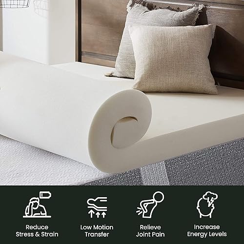 Miniatura 5 de Mattress Solution - Cubrecolchón de 2 pulgadas con espuma de alta densidad, almohadillas de cama transpirables para una relajación adecuada, cómodo,